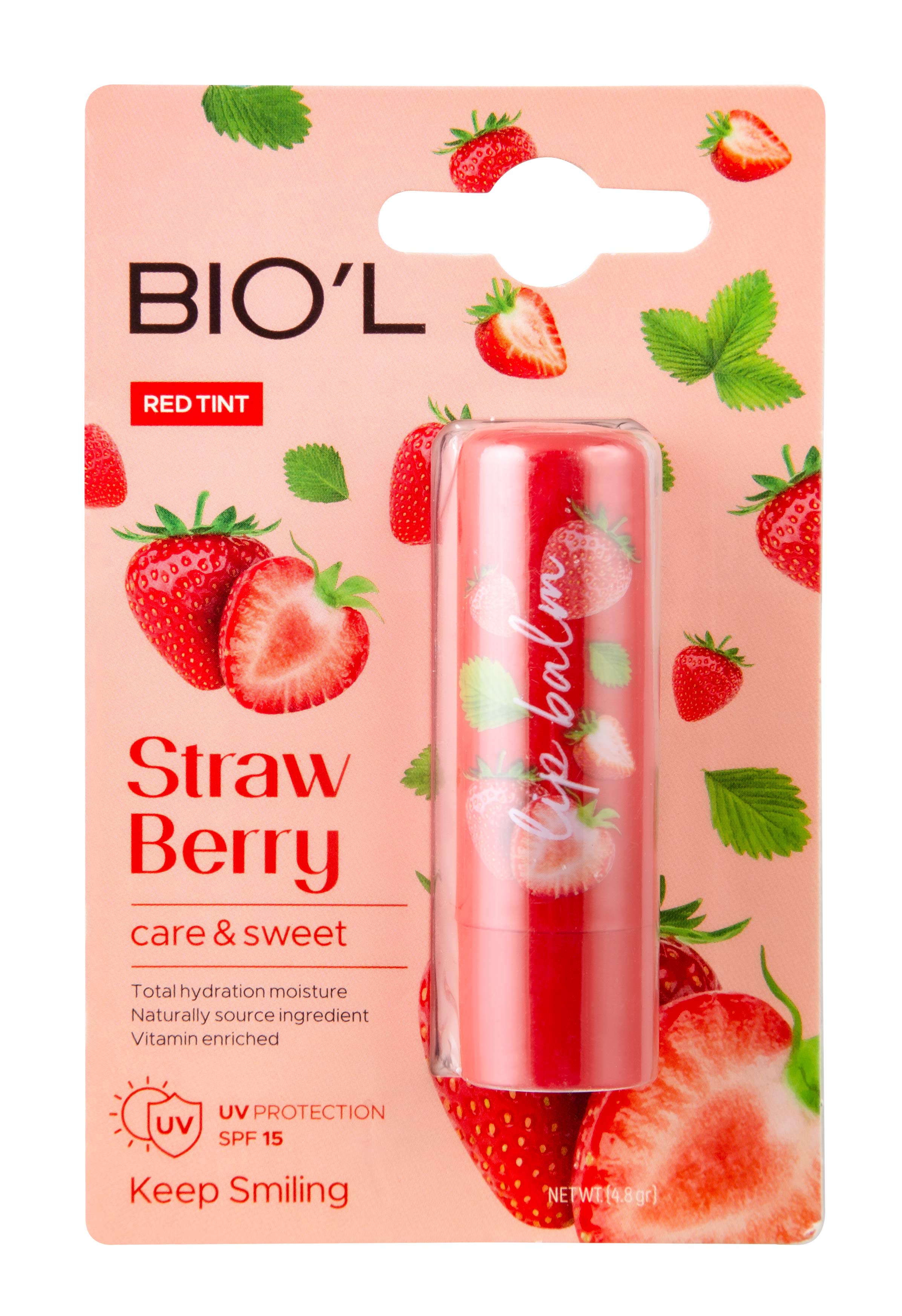 بالم نرمي لب توت فرنگي - Care & Sweet رنگی بیول مدل Straw Berry با SPF15 وزن 4 گرم